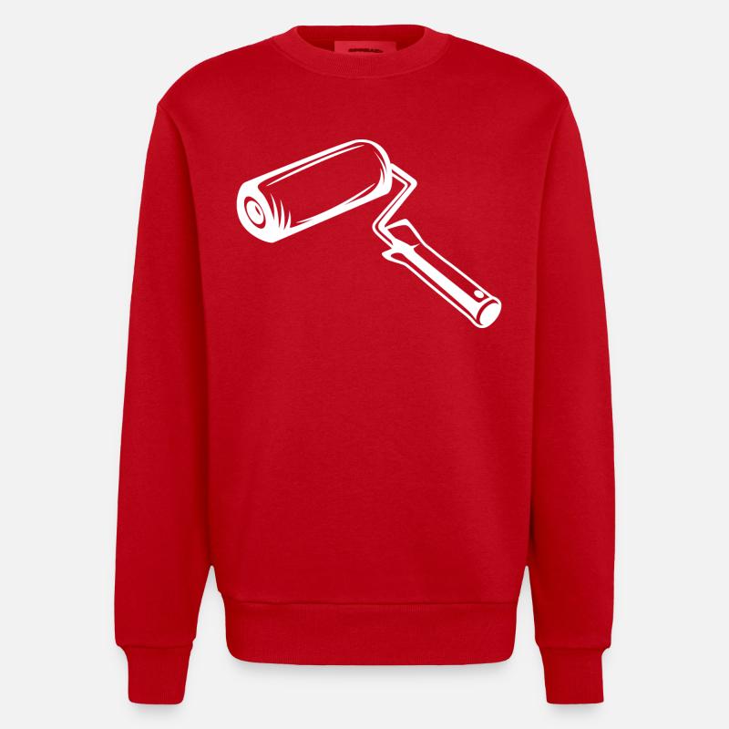 Farbroller Zeichnung - Heavyweight Oversized Organic Crew Neck Made in EU - Rot