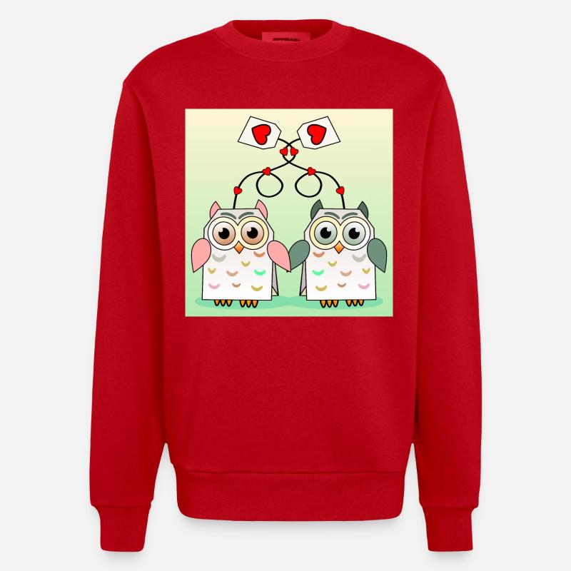 Eulen Tee - Heavyweight Oversized Organic Crew Neck Made in EU - Rot