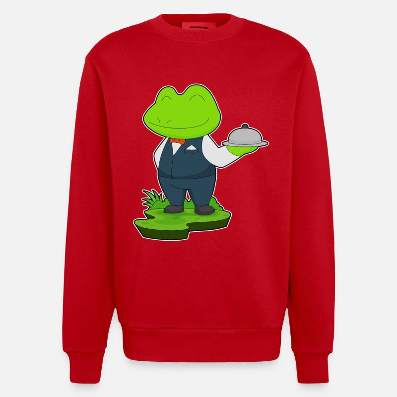 Frosch Kellner Servierplatte - Heavyweight Oversized Organic Crew Neck Made in EU - Rot