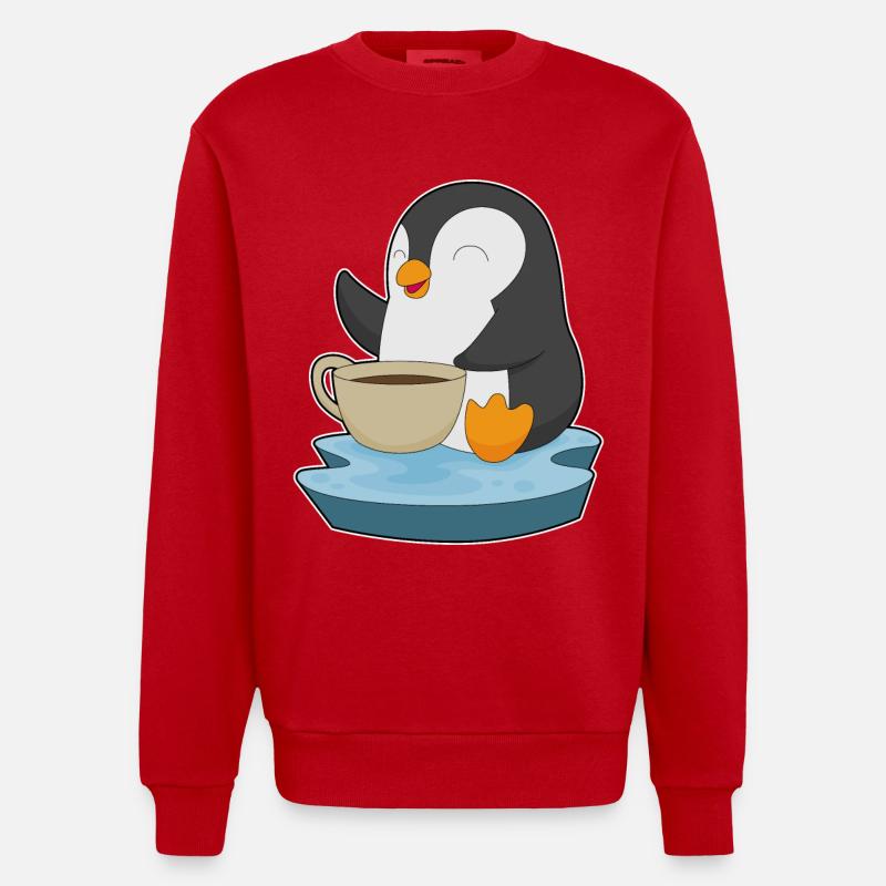 Tasse à café pingouin - Sweat bio épais oversize fabriqué en UE - rouge