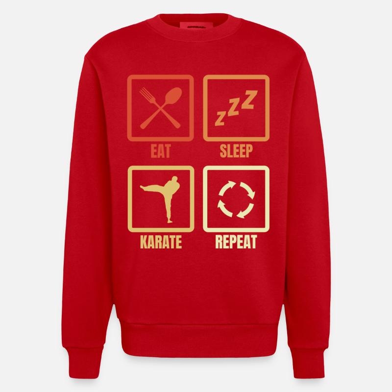 Manger Sommeil Karaté Répéter - Sweat bio épais oversize fabriqué en UE - rouge