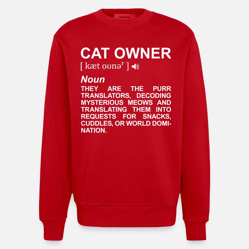 Terme du propriétaire du chat - Sweat bio épais oversize fabriqué en UE - rouge