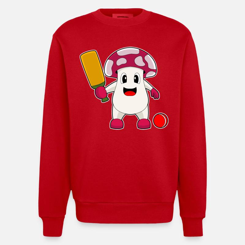 Champignon Cricket Cricket Bat - Sweat bio épais oversize fabriqué en UE - rouge