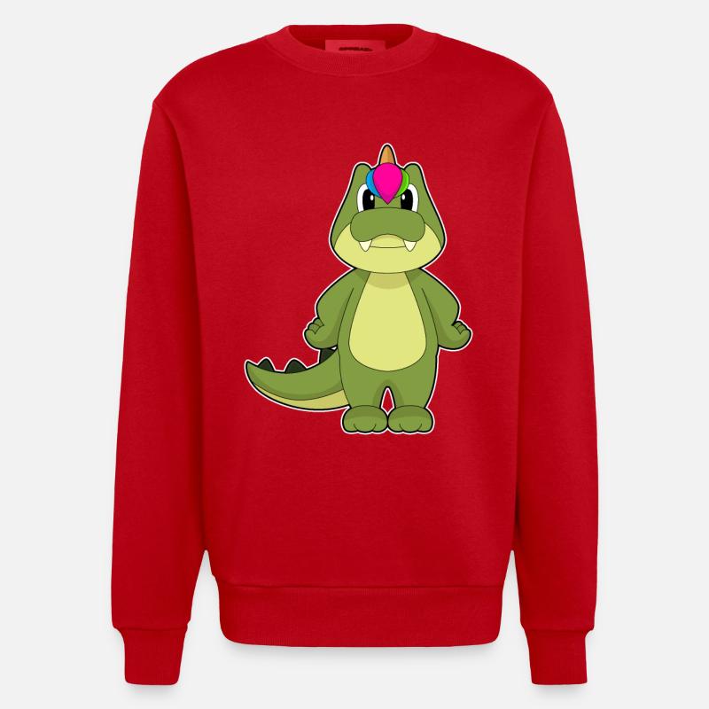 Krokodil Einhorn - Heavyweight Oversized Organic Crew Neck Made in EU - Rot