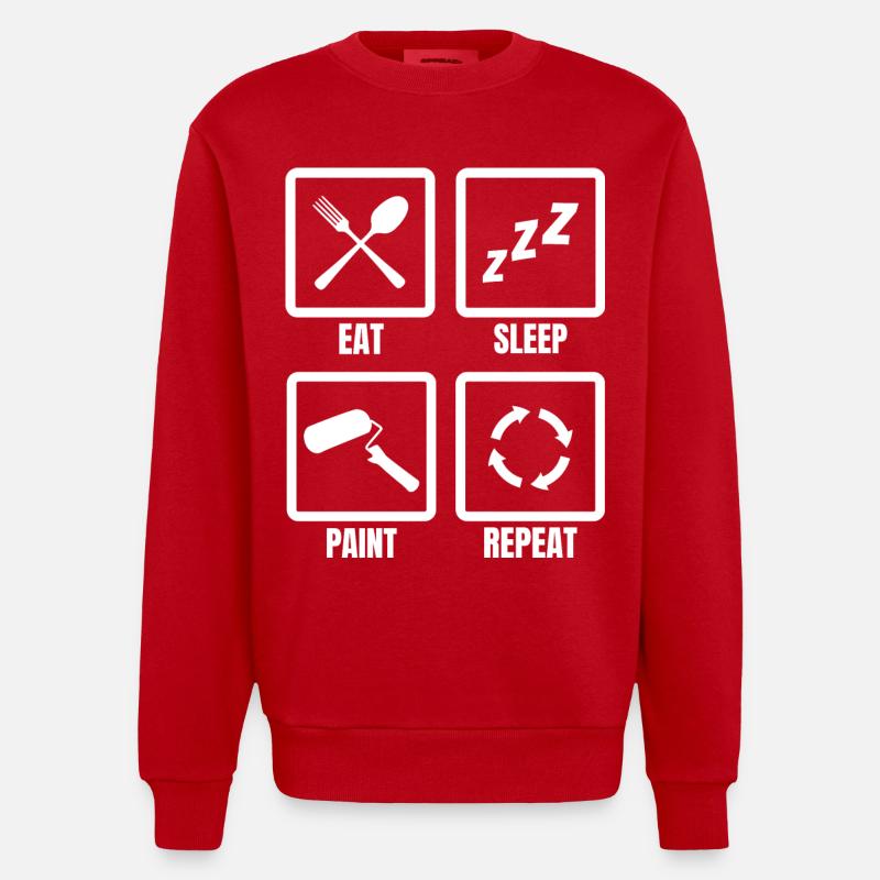 Manger dormir Peinture Répéter - Sweat bio épais oversize fabriqué en UE - rouge