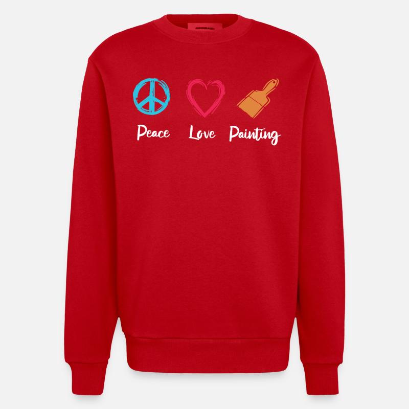 Peace Love Paint - Heavyweight Oversized Organic Crew Neck Made in EU - red