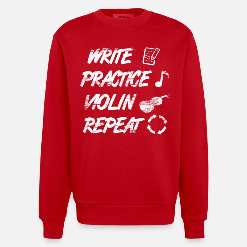 Practice writing, repeat violin - Heavyweight Oversized Organic Crew Neck Made in EU - red