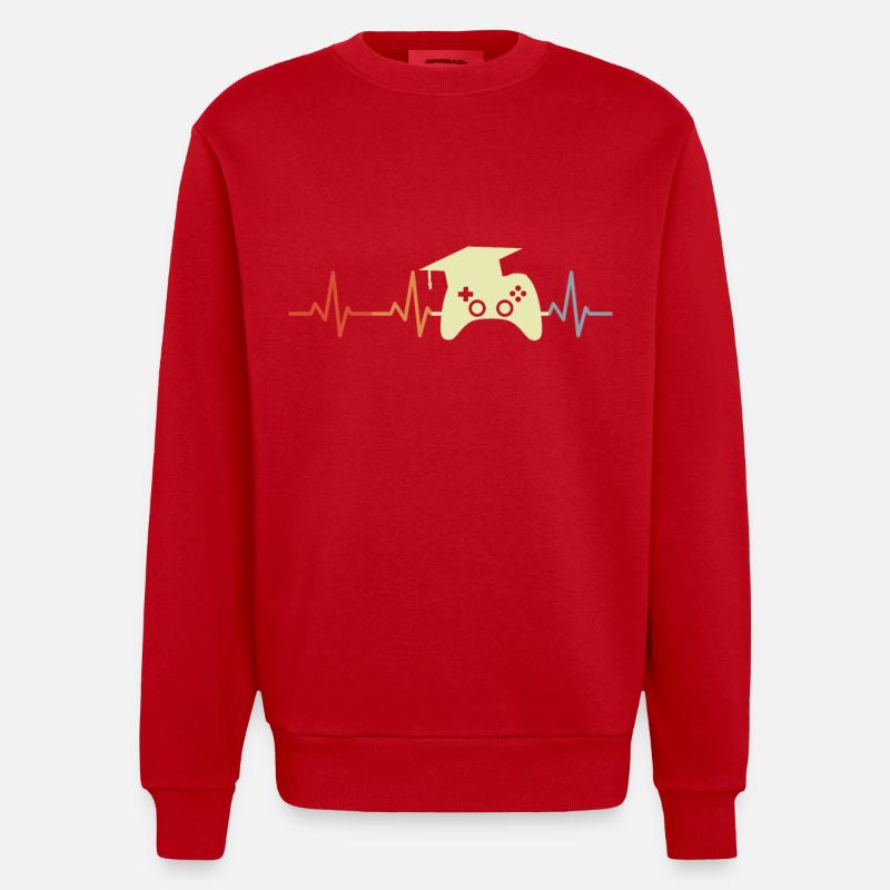 Spielprogrammierer Herzschlag - Heavyweight Oversized Organic Crew Neck Made in EU - Rot