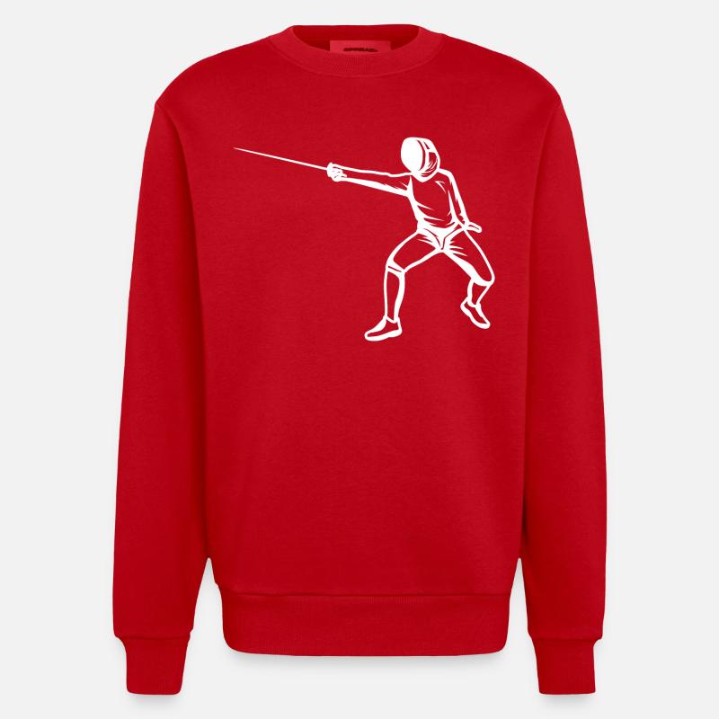 Fechter Skizze - Heavyweight Oversized Organic Crew Neck Made in EU - Rot