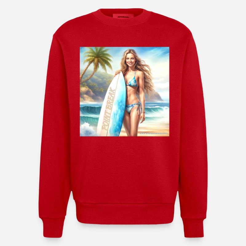 Mädchen Action Surf 2 - Heavyweight Oversized Organic Crew Neck Made in EU - Rot
