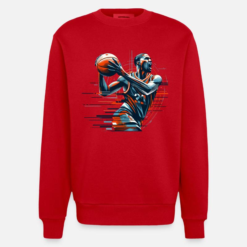 Cadeau dynamique de basket-ball - Sweat bio épais oversize fabriqué en UE - rouge