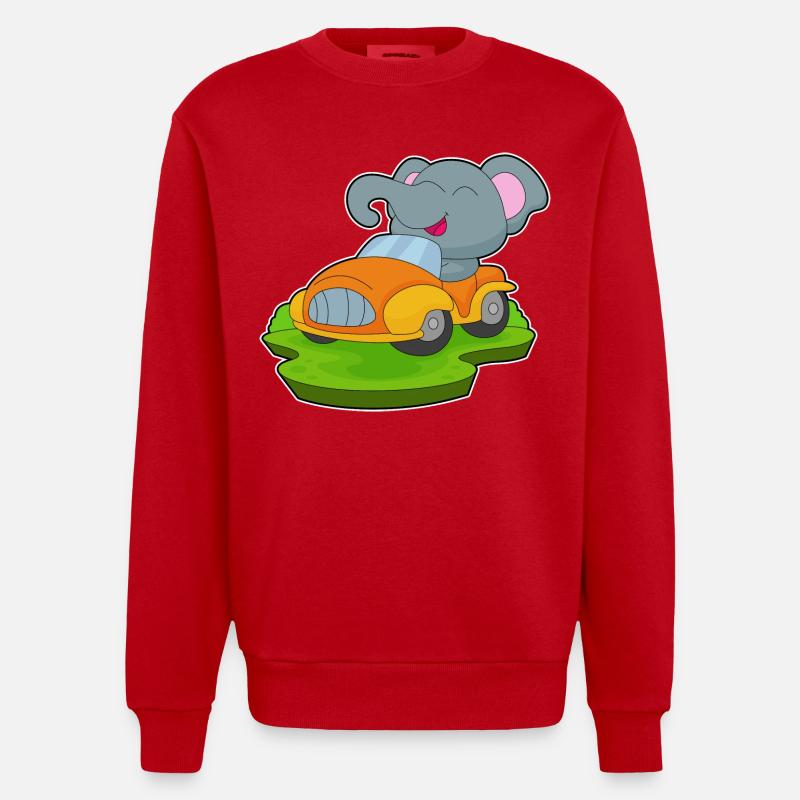 Voiture d’éléphant - Sweat bio épais oversize fabriqué en UE - rouge