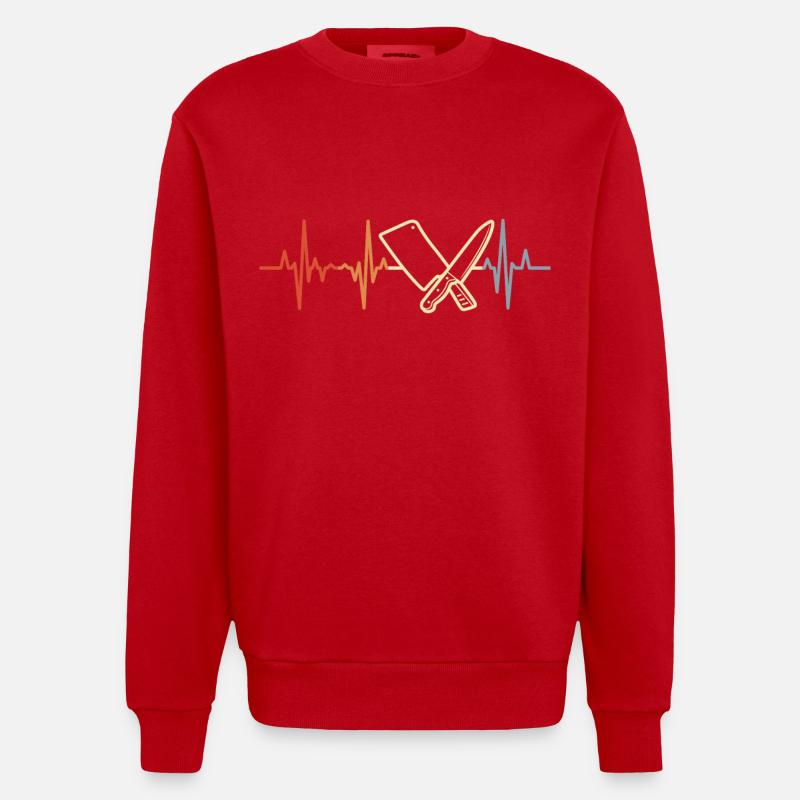 Couperet de boucher Pulse Beat - Sweat bio épais oversize fabriqué en UE - rouge