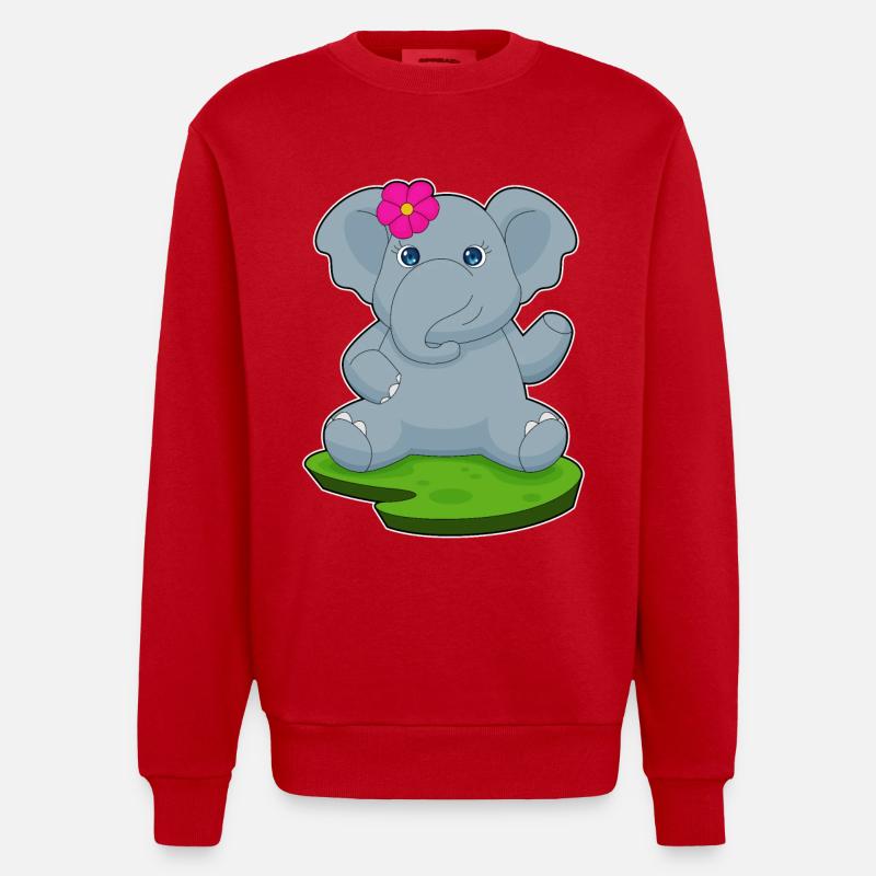 Elefant Blume - Heavyweight Oversized Organic Crew Neck Made in EU - Rot