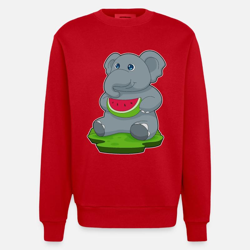 Pastèque éléphant - Sweat bio épais oversize fabriqué en UE - rouge