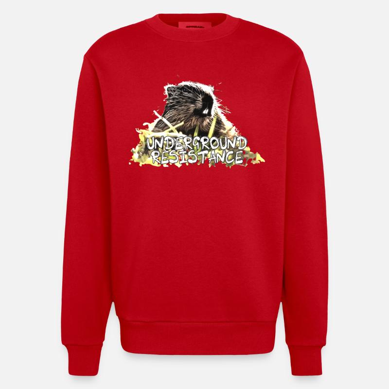 Marmotte culte - Résistance souterraine - Sweat bio épais oversize fabriqué en UE - rouge