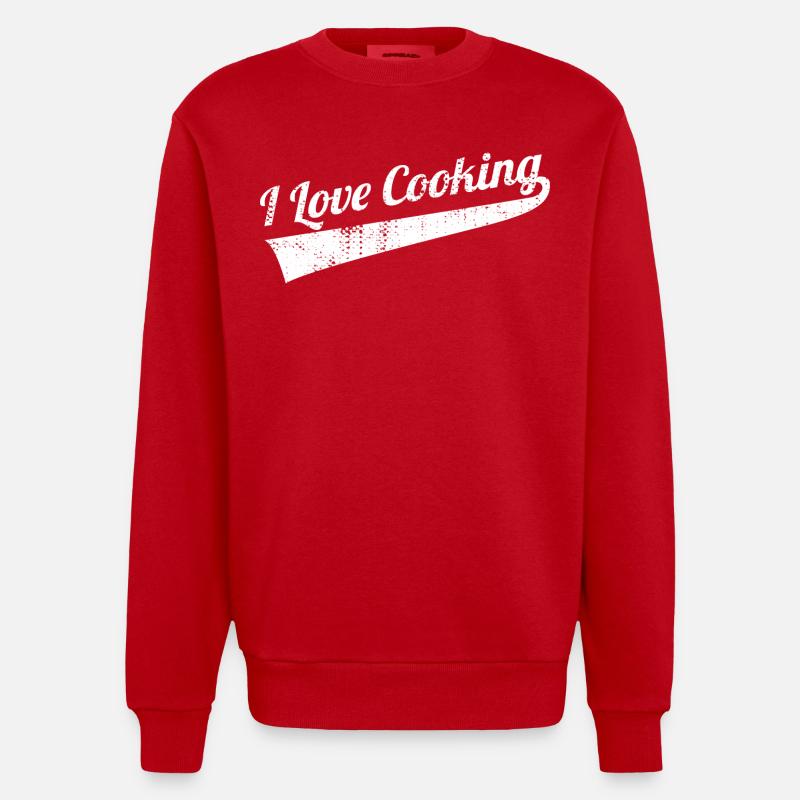 Ich liebe es zu kochen - Heavyweight Oversized Organic Crew Neck Made in EU - Rot