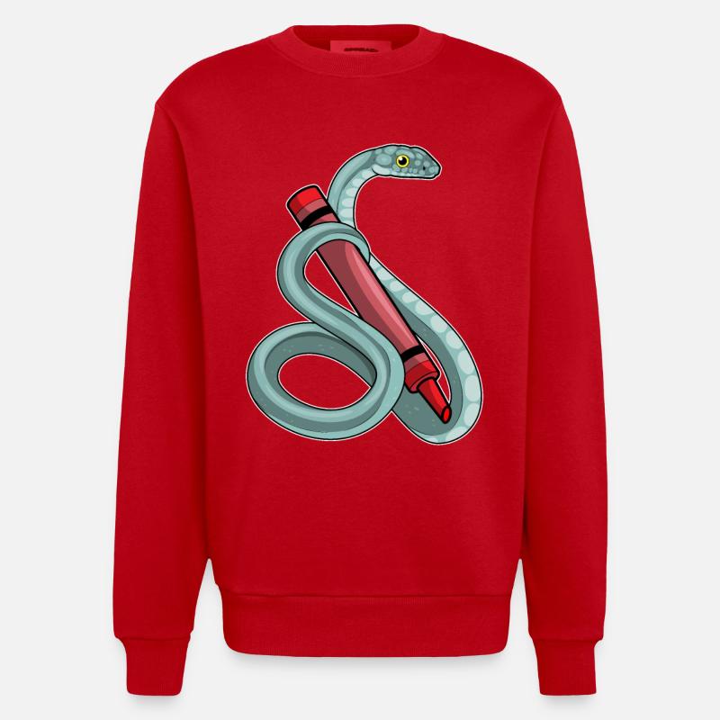 École de crayon Snake Student - Sweat bio épais oversize fabriqué en UE - rouge