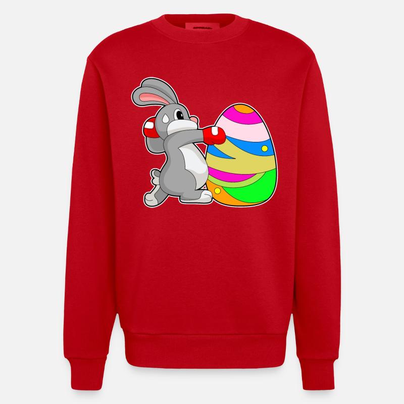 Bunny Easter Boxes - Heavyweight Oversized Organic Crew Neck Made in EU - red