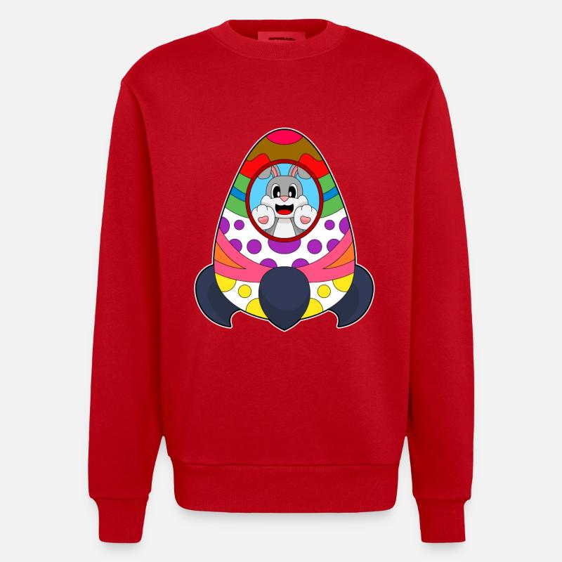 Rabbit Easter Rocket - Sweat bio épais oversize fabriqué en UE - rouge