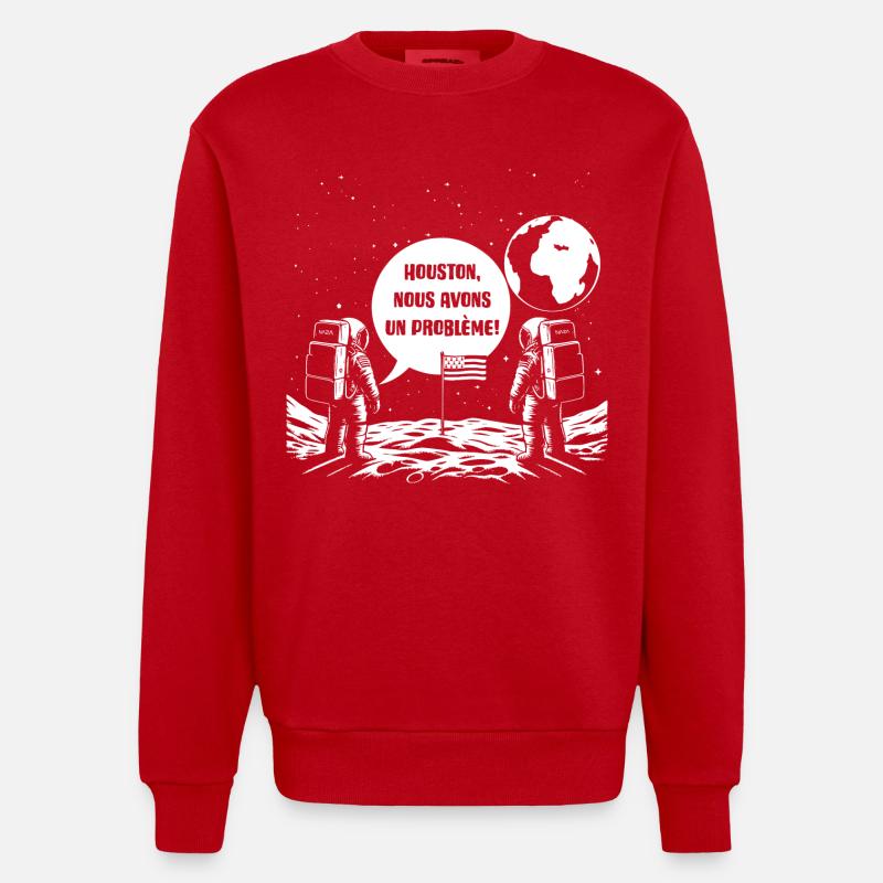 Houston, Nous avons un problème! - Sweat bio épais oversize fabriqué en UE - rouge