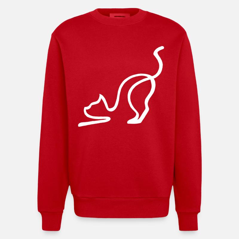 Weiße Katze Equisse - Heavyweight Oversized Organic Crew Neck Made in EU - Rot
