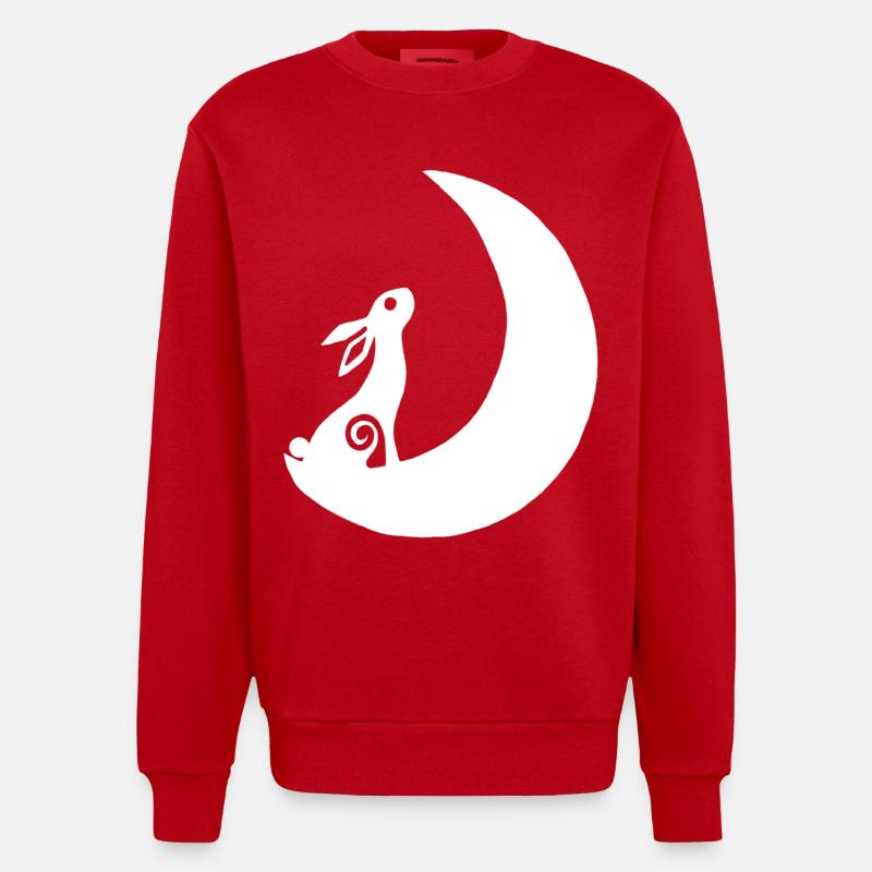 A rabbit on the moon - Heavyweight Oversized Organic Crew Neck Made in EU - red