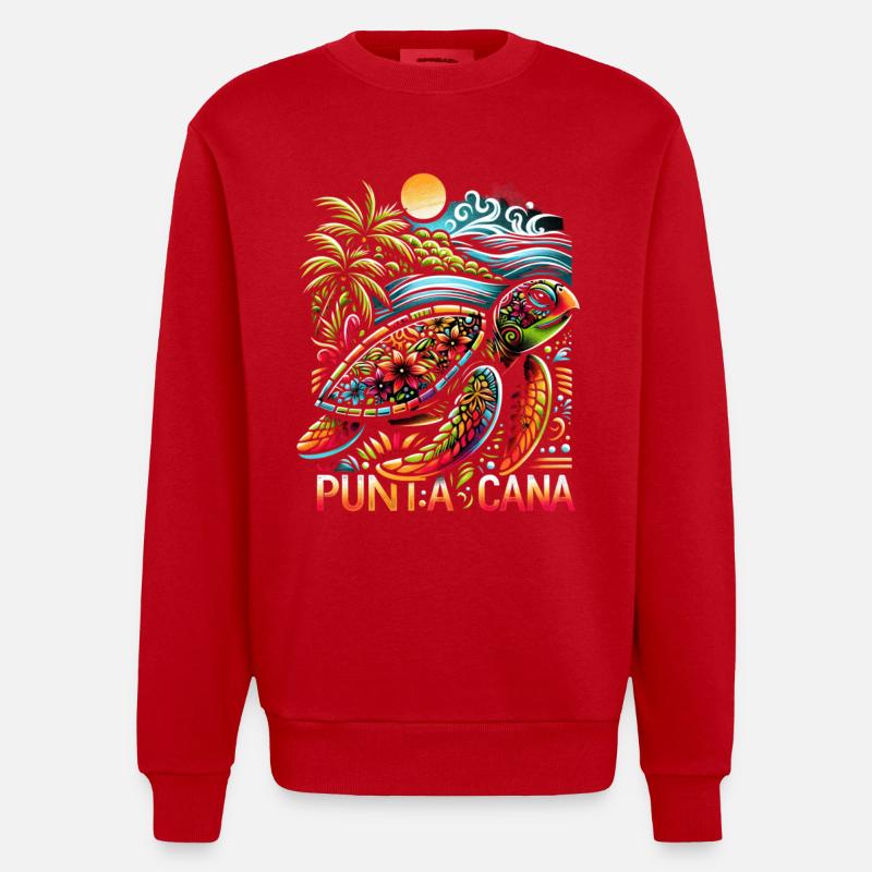 Punta Cana Vibes - Heavyweight Oversized Organic Crew Neck Made in EU - red