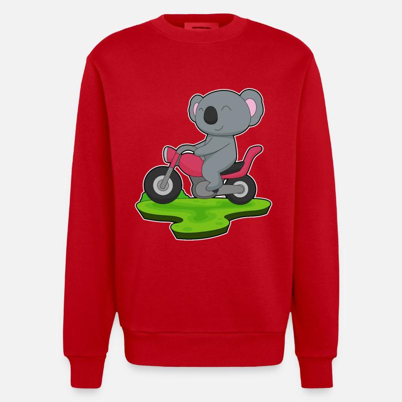 Koala Motorrad - Heavyweight Oversized Organic Crew Neck Made in EU - Rot
