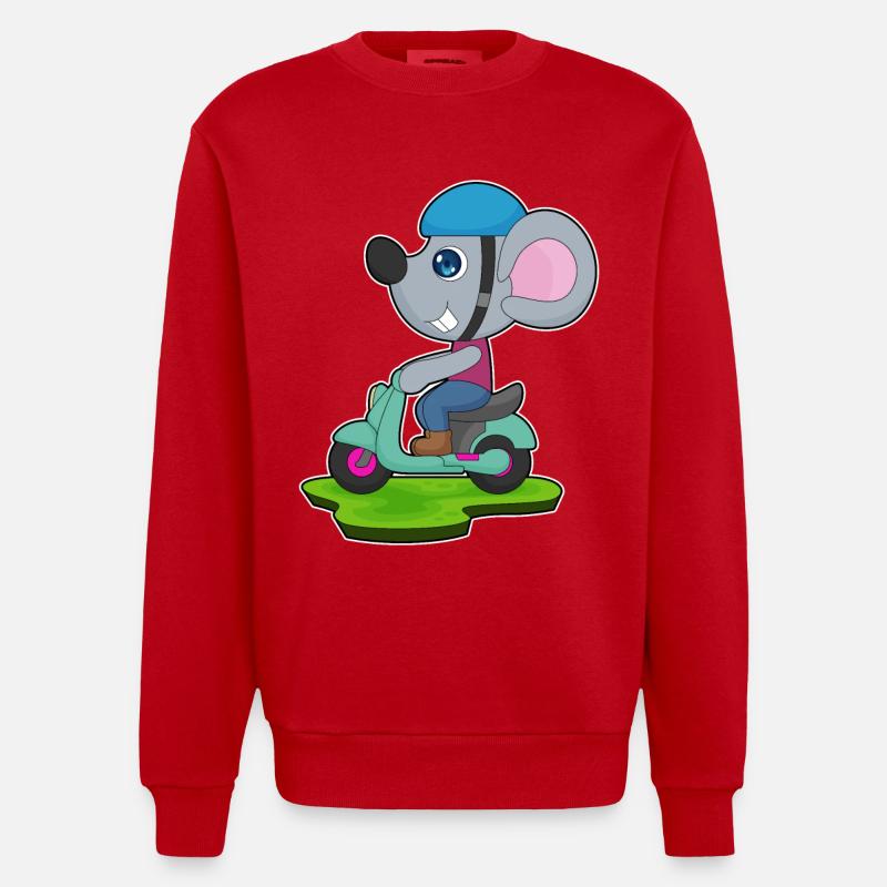 Maus Motorroller - Heavyweight Oversized Organic Crew Neck Made in EU - Rot