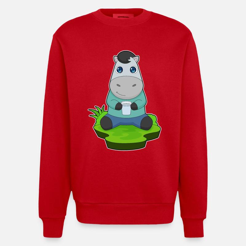Tasse d’eau de cheval - Sweat bio épais oversize fabriqué en UE - rouge