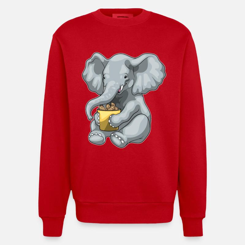 Elephant Peanuts - Heavyweight Oversized Organic Crew Neck Made in EU - red