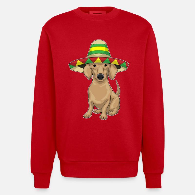 Teckel chapeau mexicain - Sweat bio épais oversize fabriqué en UE - rouge