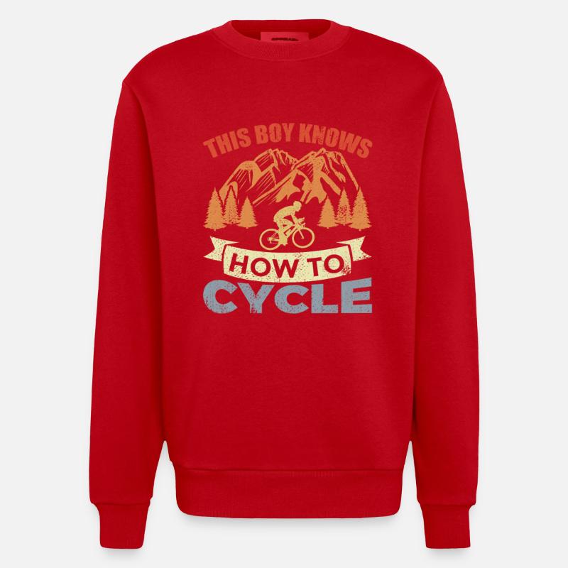 Garçon de bicyclette - Sweat bio épais oversize fabriqué en UE - rouge