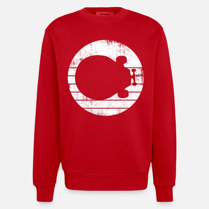 Dessin de planche à roulettes - Sweat bio épais oversize fabriqué en UE - rouge