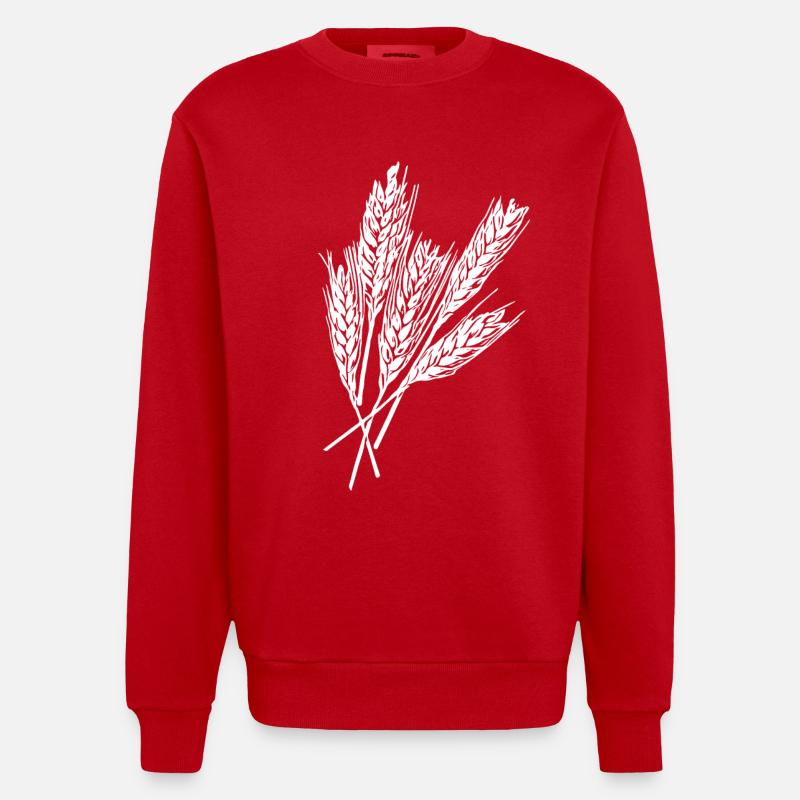 5 épis de blé - Sweat bio épais oversize fabriqué en UE - rouge