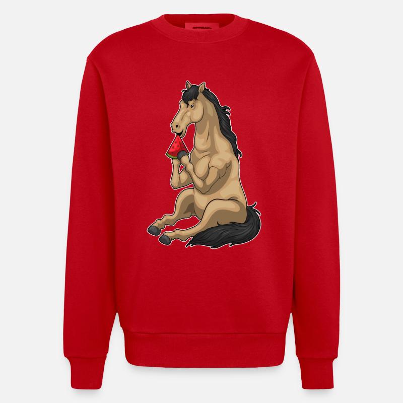 Pastèque cheval - Sweat bio épais oversize fabriqué en UE - rouge