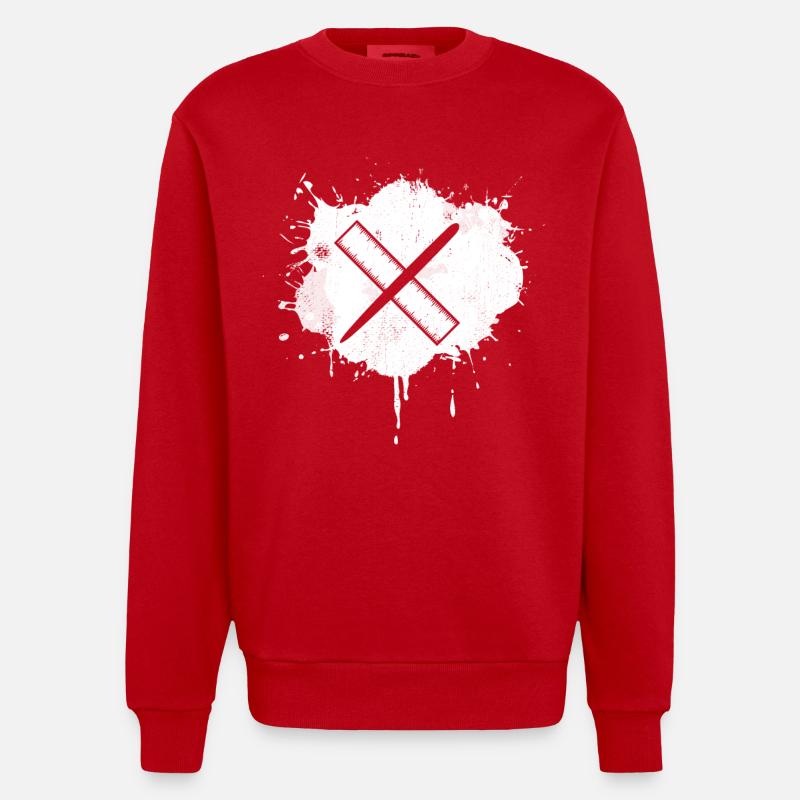 Stift Lineal - Heavyweight Oversized Organic Crew Neck Made in EU - Rot