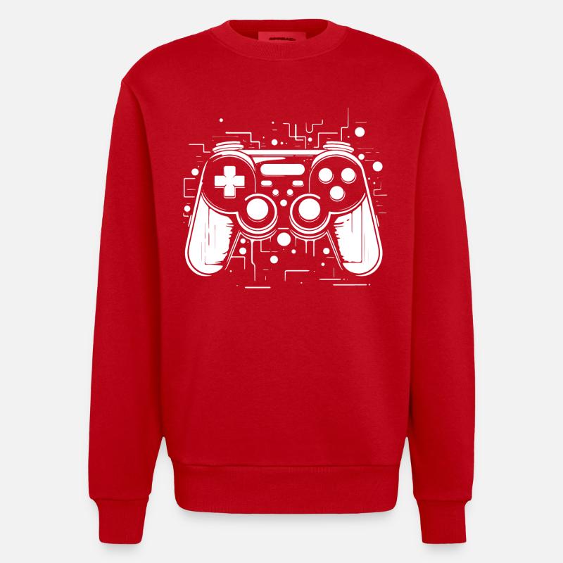 Game Controller - Heavyweight Oversized Organic Crew Neck Made in EU - Rot