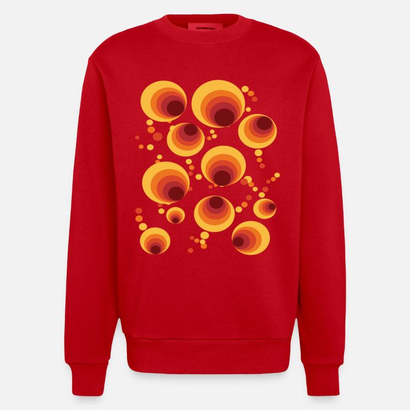 Abstract Polka Dots Circle Pattern - Heavyweight Oversized Organic Crew Neck Made in EU - red