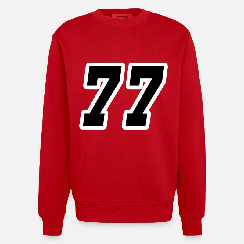 Nummer siebenundsiebzig 77 - Heavyweight Oversized Organic Crew Neck Made in EU - Rot