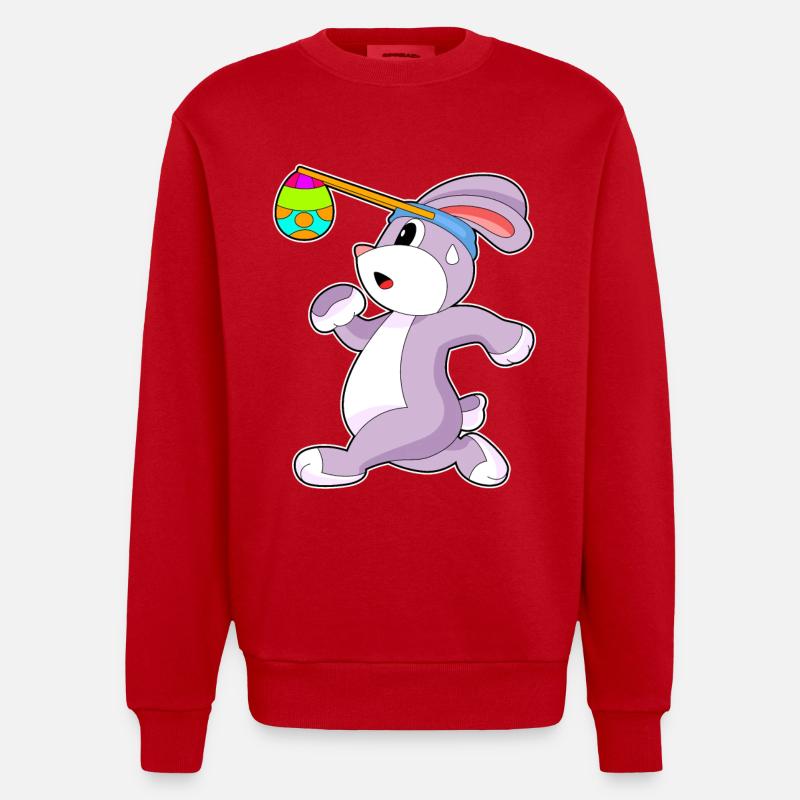 Bunny Easter Jogging - Heavyweight Oversized Organic Crew Neck Made in EU - red