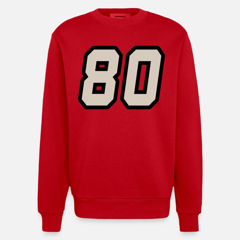 Nummer achtzig 80 - Heavyweight Oversized Organic Crew Neck Made in EU - Rot