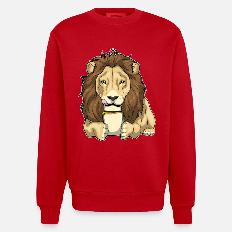 Lion Sandwich - Sweat bio épais oversize fabriqué en UE - rouge