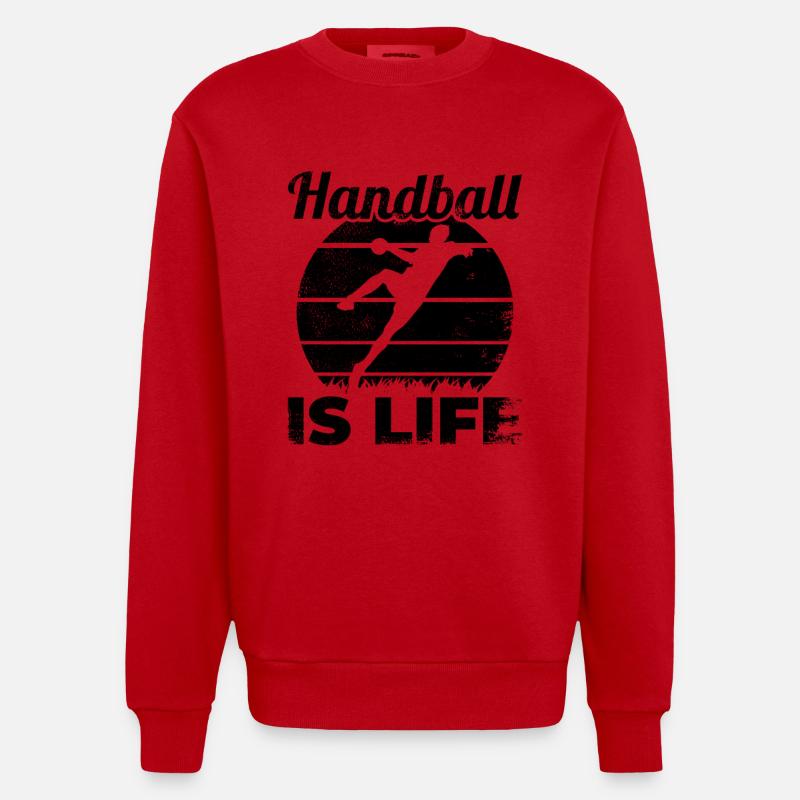 Le handball, c’est la vie - Sweat bio épais oversize fabriqué en UE - rouge