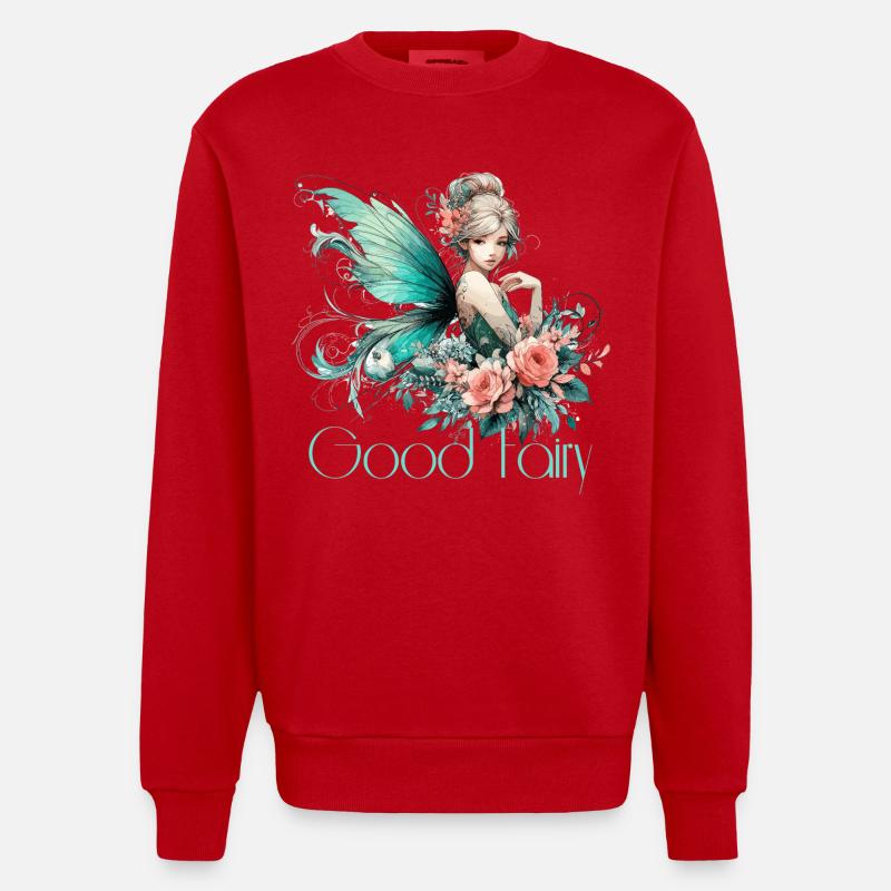 Cadeau de fée marraine - Sweat bio épais oversize fabriqué en UE - rouge