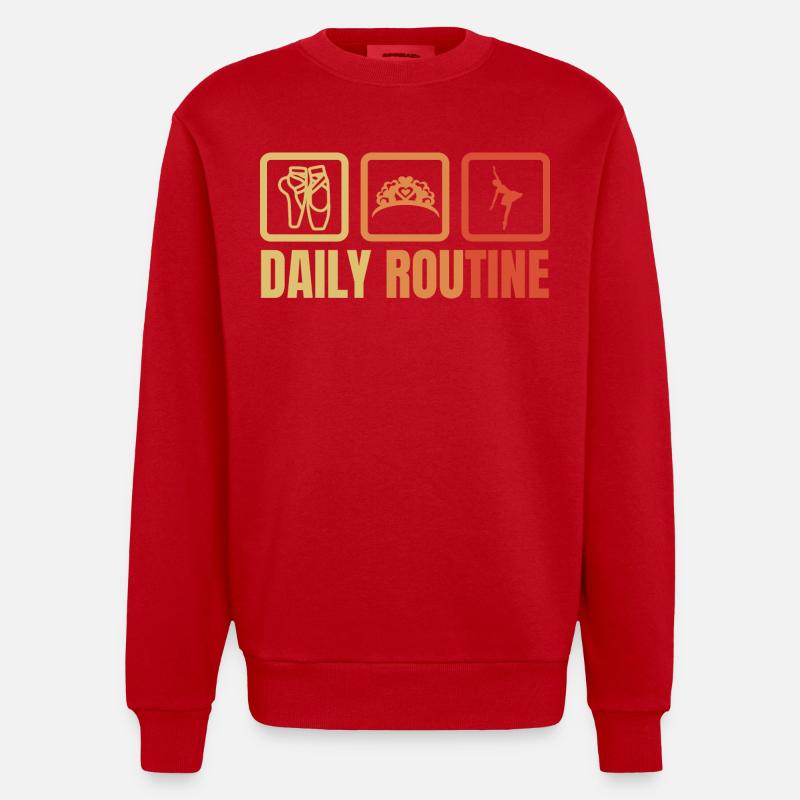 Routine quotidienne de ballet - Sweat bio épais oversize fabriqué en UE - rouge