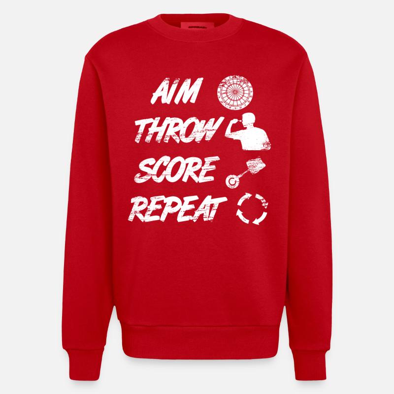 viser, lancer, pointer, répéter - Sweat bio épais oversize fabriqué en UE - rouge