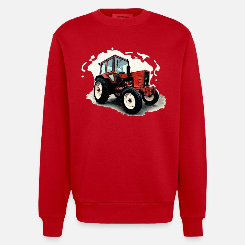 Traktor Belarus MTS 550 - Heavyweight Oversized Organic Crew Neck Made in EU - Rot