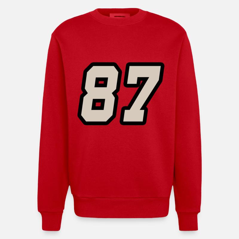 Nummer siebenundachtzig 87 - Heavyweight Oversized Organic Crew Neck Made in EU - Rot